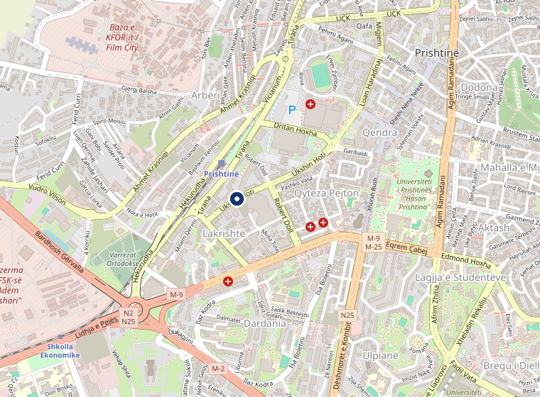 Map showing the Nexthrone office in Prishtina